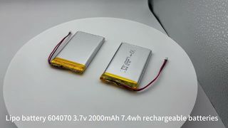 पावर लाइपो बैटरी 604070 3.7v 2000mAh 7.4wh लिथियम पॉलिमर बैटरी सेल