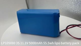 MSDS प्रमाणित लिथियम पॉलिमर बैटरी पैक 105080-3S 11.1v 5000mAh 55.5wh लाइपो बैटरी