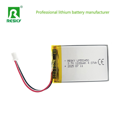 खरीदें रिचार्जेबल लिथियम बैटरियां 553450 3.7V 1100mAh 1200mAh 4.07wh स्टोरेज लिपो बैटरी सेल ऑनलाइन निर्माण