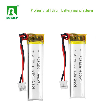 खरीदें लिथियम पॉलिमर बैटरी पैक 701250 3.7V 400mAh 1.48wh पावर ली-पॉलीमर बैटरी स्मार्ट लॉक के लिए ऑनलाइन निर्माण