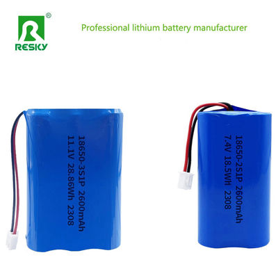 खरीदें 18650 Lithium Ion Batteries 11.1V 3s 2600mAh 28.86wh Rechargeable Li-ion Battery Pack ऑनलाइन निर्माण