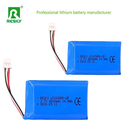 रिचार्जेबल ली पॉलिमर बैटरी पैक 103450 1s2p 3.7V 4000mAh