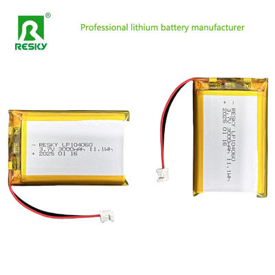 500 चक्र लिपो बैटरी पैक 104060 3000mAh 33.3wh 3.7V 11.1V
