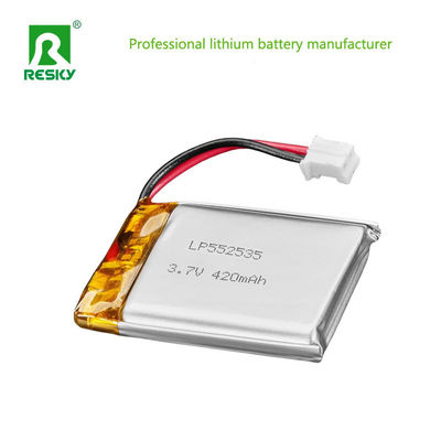 552535 3.7v 7.4v 420mAh 430mAh लिथियम आयन बैटरी सेल निरंतर डिस्चार्ज करंट 0.5c अधिकतम डिस्चार्ज करंट 1c