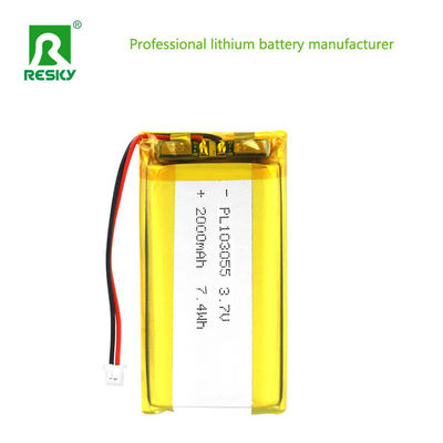 रिचार्जेबल लिपो बैटरी 103055 3.7V 2000mAh 7.4wh पावर सोलर लिथियम आयन बैटरी सेल