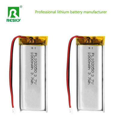 पावर लिथियम बैटरी सेल 102050 3.7v 1000mAh रिचार्जेबल लिथियम पॉलिमर बैटरी सेल