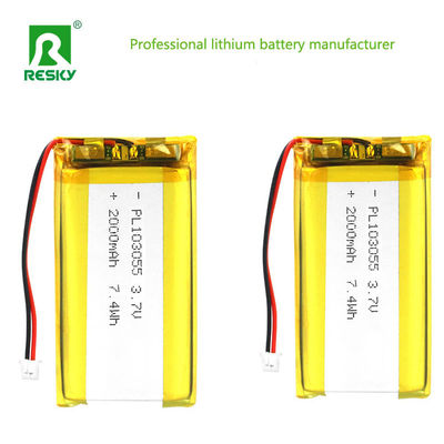 पावर लिथियम आयन सेल 103055 3.7V 2000mAh 7.4wh रिचार्जेबल लिथियम पॉलिमर बैटरी