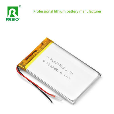 सौर लिथियम आयन सेल 503759 3.7v 1200mAh रिचार्जेबल ली-पोइमर बैटरी