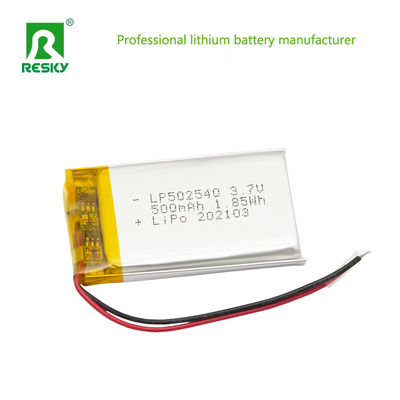 रिचार्जेबल सोलर लिथियम बैटरी सेल 502540 3.7v 500mAh 1.85wh पावर लिथियम आयन बैटरी