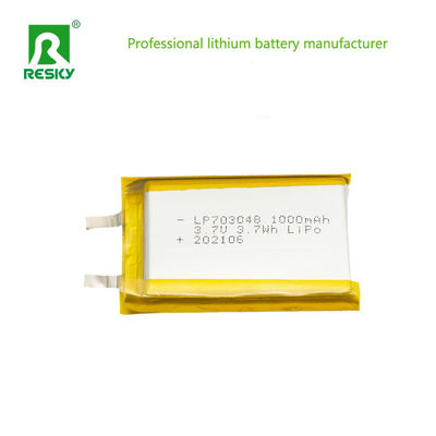 पावर लिथियम आयन सेल 703048 3.7v 1000mAh 3.7wh रिचार्जेबल लिथियम लिथियम आयन पॉलिमर बैटरी