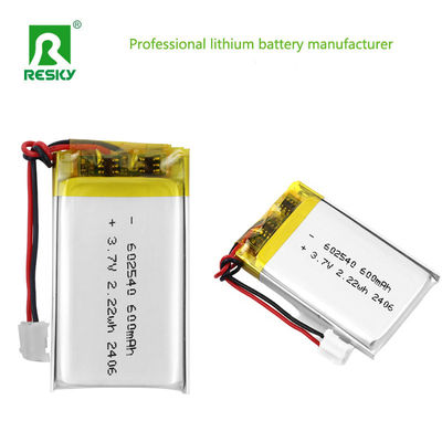 लिथियम पॉलिमर बैटरी सेल 602540 600mAh 3.7V 2.22wh सोलर लिपो बैटरी मेडिकल मॉनिटर के लिए
