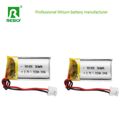 लिथियम पॉलिमर बैटरी सेल 3.7V 901430 360mAh 1.33wh रिचार्जेबल लिथियम पॉलिमर बैटरी पैक