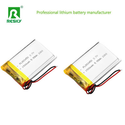 Square Lipo Battery Cell 803450 3.7v 1500mAh 5.55wh Solar Rechargeable Lithium Polymer Battery